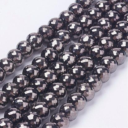 Electroplate Glass Beads Strands, Full Plated, Faceted Rondelle