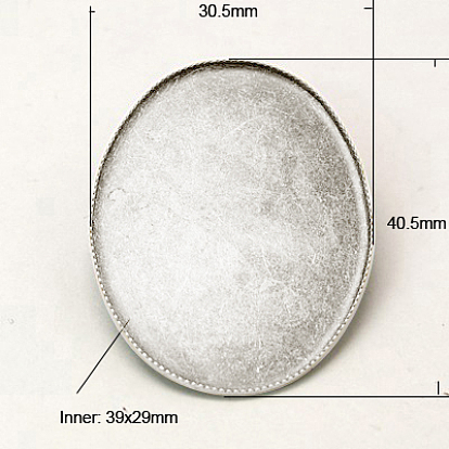 Железная фурниутра для броши, с латунной лотков, овальные, 40.5x30.5x1.5 мм, контактный: 0.7 mm, лоток: 39x29 mm