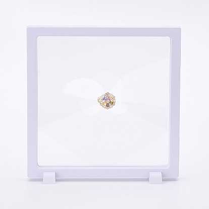 Supports de cadre en plastique, avec membrane transparente, Pour la bague, pendentif, affichage de bijoux de bracelet, carrée