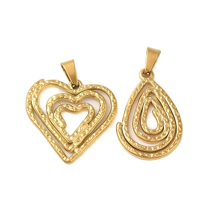 Ion Plating(IP) 304 Stainless Steel Pendants, Golden, Heart/Teardrop Charm