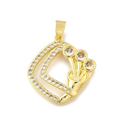 Латунные микро проложить кубического циркония подвески, без кадмия и без свинца, ромб