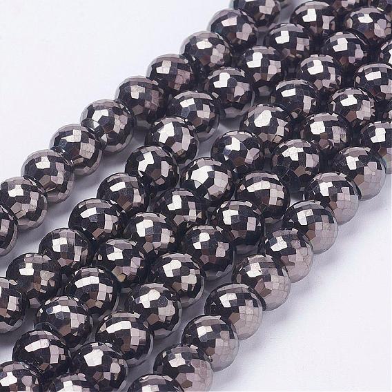 Electroplate Glass Beads Strands, Full Plated, Faceted Rondelle