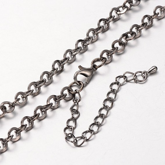 Iron Round Link Chain Necklace Making, with Alloy Lobster Claw Clasps and Iron Extender Chains, 29.9 inch