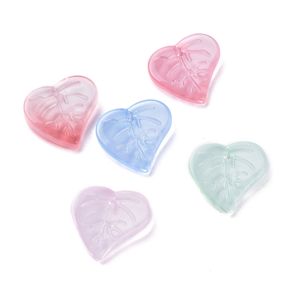 Imitation Jade Glass Pendants, Leaf