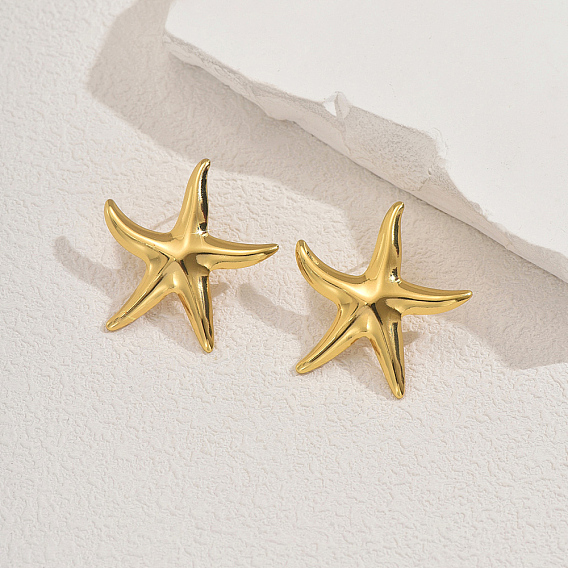 Стильные 201 серьги-гвоздики из нержавеющей стали в форме морской звезды