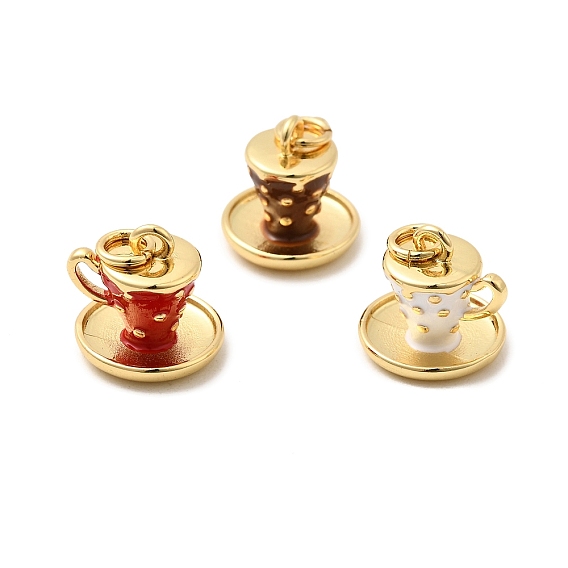 Латунь эмаль прелести, долговечный, без свинца и без кадмия, с целью перехода в кольце, очарование кофейной чашки, стойки покрытие, реальный 18 k позолоченный