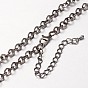 Iron Round Link Chain Necklace Making, with Alloy Lobster Claw Clasps and Iron Extender Chains, 29.9 inch