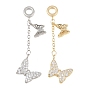 Подвески-шармы в виде бабочки из латуни с микропаве и прозрачными кубическими циркониями., Подвески с большими отверстиями, долговечный, стойки покрытие