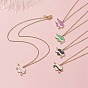 5Pcs 5 Color One Arrow Through the Heart Alloy Enamel Pendant Necklaces Set, Word Love 304 Stainless Steel Jewelry for Valentine's Day