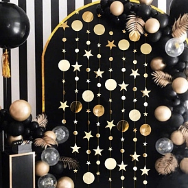 Round & Star Paper Hanging Streamers, for DIY Shimmer Wall Backdrop, Festive & Party Decoration