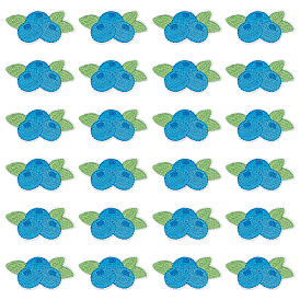 24 шт. черничных компьютеризированных вышитых наклеек на ткань для термоприклеивания/пришивания, аксессуары для костюма, аппликация