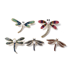 Эмалевые булавки в виде стрекозы, Броши из сплава со стразами для рюкзака, с пластиковой жемчужины