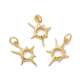 Rack Plating Eco-Friendly Brass Pendants, with Jump Rings, Long-Lasting Plated, Lead Free & Cadmium Free, Star Charm