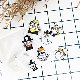 Adorable Ghost Family Pirate Skull Mummy Cake Chef Funny Brooch Pin
