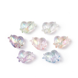 Perles acryliques transparentes, de couleur plaquée ab , coeur avec l'étoile