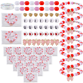 DIY Bracelets Making Kit, Including Acrylic & Plastic Beads, Alloy Enamel Pendants, Elastic Crystal Thread, Paper Greeting Cards, Cellophane Bags