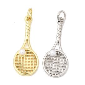 Латунь с подвесками из искусственного жемчуга из абс-пластика, прелести ракетки, долговечный, без кадмия и без свинца, с целью перехода в кольце