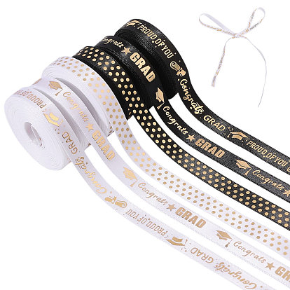 6Rolls 6 Styles Graduation Season Polyester Ribbon, for Gift Packaging