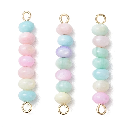 Макарон цвет окрашенный натуральный пресноводный ракушка рондель бисер звенья, с 304 двойными петлями из нержавеющей стали, красочный