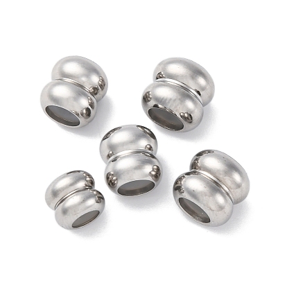 201 из нержавеющей стали бусы, с резиной внутри, ползунки, колонка, Рифленые бусины, анти-тускнение