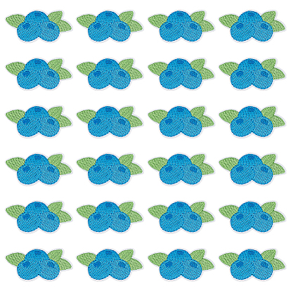 24 шт. черничных компьютеризированных вышитых наклеек на ткань для термоприклеивания/пришивания, аксессуары для костюма, аппликация