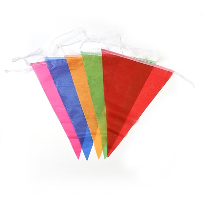 Multicolor Rainbow Pennant Flags Banner, Nylon Cloth Flag Pennants, for Party Celebrations and Shops Decorations, Triangle