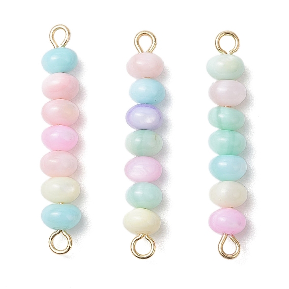 Макарон цвет окрашенный натуральный пресноводный ракушка рондель бисер звенья, с 304 двойными петлями из нержавеющей стали, красочный