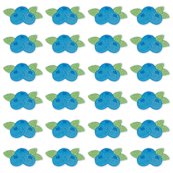 24 шт. черничных компьютеризированных вышитых наклеек на ткань для термоприклеивания/пришивания, аксессуары для костюма, аппликация