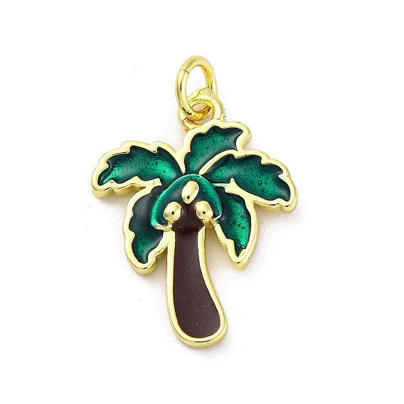 Латунь эмаль подвески, с целью перехода в кольце, очарование кокосового дерева, стойки покрытие, прочное покрытие, без кадмия и без свинца