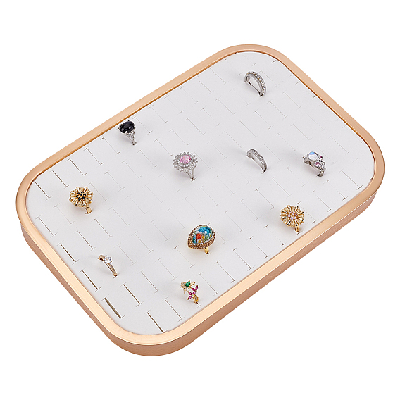 Органайзер для колец из искусственной кожи и дерева., со сплавочной фурнитурой, золотые, старое кружево