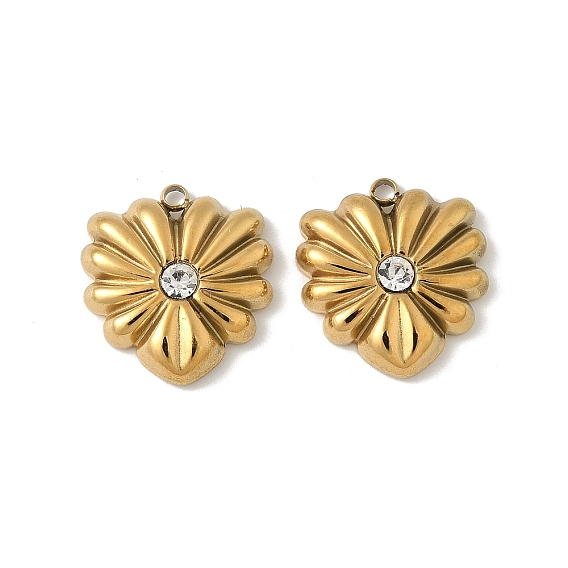 304 из нержавеющей стали горный хрусталь подвески, сердце, ионное покрытие (ip)