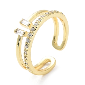 Кольца-манжеты из латуни с микропаве из прозрачного кубического циркония, открытое кольцо с широкой полосой для женщин, долговечный