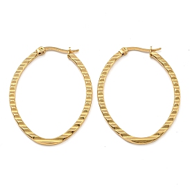 202 Stainless Steel Oval Hoop Earrings, with 304 Stainless Steel Pins for Women