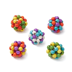 Круглые плетеные бусины, рыболовная нить нейлоновая проволока и синтетические бирюзовые бусины, окрашенные