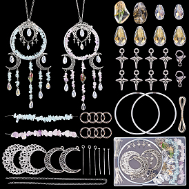 Наборы для самостоятельного изготовления ловцов солнца, включают железные ссылки, Подвески из сплава , натуральный аметист и стеклянная бусина, латунные цепочки, 304 из нержавеющей стали пряжки