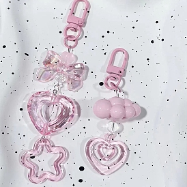 Пластиковый кулон-брелок с розовой звездой/облаком/бантом, с застежкой