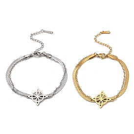 304 noeud trinité en acier inoxydable 2 bracelets à chaînes serpent carrées à brins, pour femme