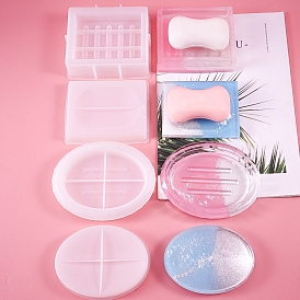 Rectangle/Square/Oval Silicone Soap Holder Molds, Resin Casting Molds, for UV Resin, Epoxy Resin Craft Making