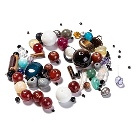 Kits de perles mélangées, perles naturelles et synthétiques pierres précieuses, Des billes de verre, Perles de rocaille en verre, perles de nacre, formes mixtes