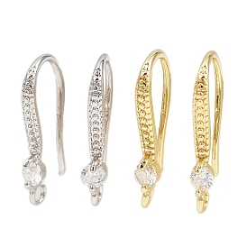 Латунь микро проложить кубического циркония серьги крючки, с горизонтальной петлей, долговечный, без кадмия и без свинца