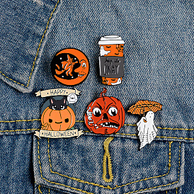 Cute Halloween Pumpkin Brooch, Cartoon Student Badge and Cowboy Collar Pin