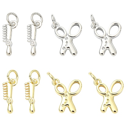 8 шт 4 стили латунные подвески, долговечный, без свинца и без кадмия, стойки покрытие, с целью перехода в кольце