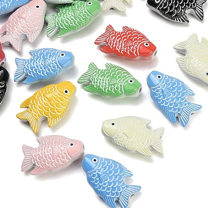 Baking Paint Opaque Acrylic Beads, Fish