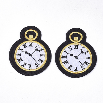 Computerized Embroidery Cloth Iron on/Sew on Patches, Appliques, Costume Accessories, Clock