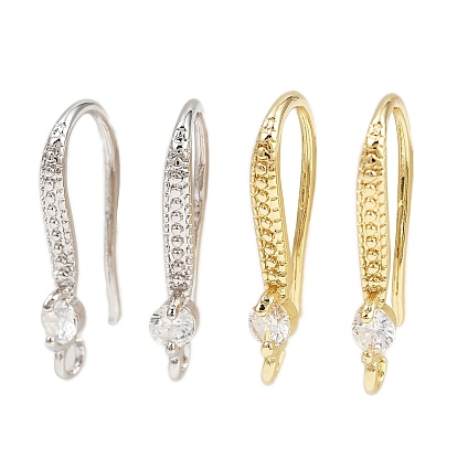 Латунь микро проложить кубического циркония серьги крючки, с горизонтальной петлей, долговечный, без кадмия и без свинца