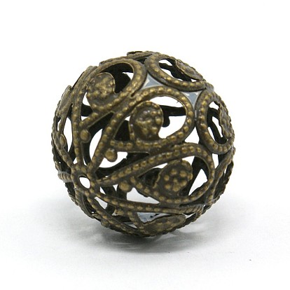 Mixed Iron Filigree Hollow Round Beads, Filigree Ball, 6~16mm, Hole: 1mm, about 170pcs/100g