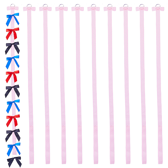 10шт. полиэстеровые ленты, бантики для волос, держатель-органайзер, вешалка для лука, с металлическим кольцом