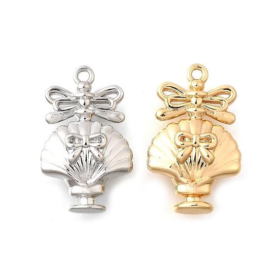 Латунные подвески, без кадмия, без никеля и без свинца, форма ракушки с бантом