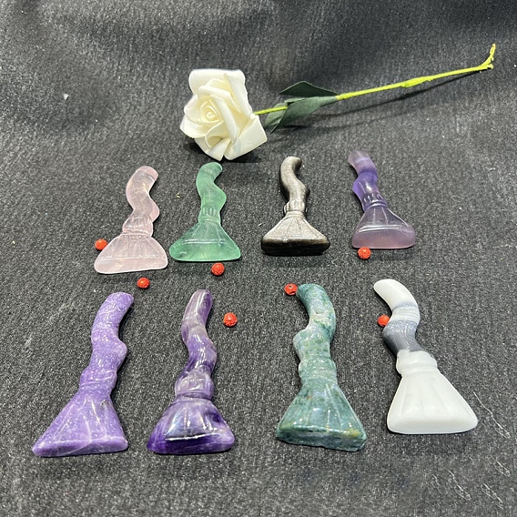 Резные фигурки метлы из натуральных драгоценных камней, для домашнего офиса настольный орнамент фэн-шуй