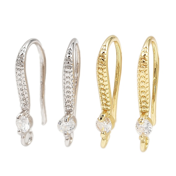 Латунь микро проложить кубического циркония серьги крючки, с горизонтальной петлей, долговечный, без кадмия и без свинца